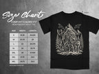 Size chart for Comfort Colors 1717 heavyweight adult tee, with width and length measurements.