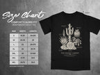Comfort Colors 1717 t-shirt size chart with desert plant illustration.