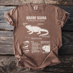 Marine Iguana shirt with scientific details and illustrations of its adaptations.