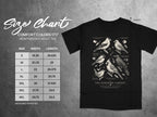 Comfort Colors 1717 heavyweight adult tee size chart with bird illustrations.