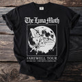 Black t-shirt with "The Luna Moth Farewell Tour" text and a luna moth on a moon.