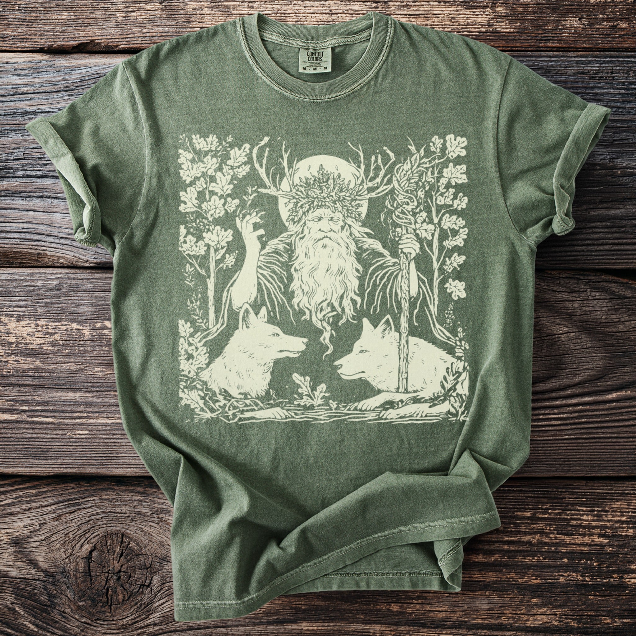 The Horned God: Oak Crown and Wolves