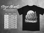 Comfort Colors 1717 heavyweight adult tee size chart with width and length measurements.