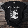 Black t-shirt with "The Banshee" text and an illustration of a spectral figure.