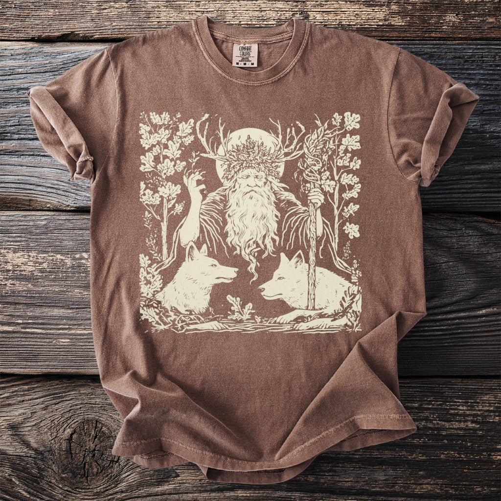 The Horned God: Oak Crown and Wolves