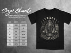 Size chart for Comfort Colors 1717 heavyweight adult tee with measurements in inches.