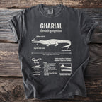 T-shirt with Ghariyal anatomy diagram and information.