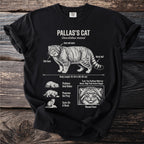 Black t-shirt with Pallas's Cat illustration and descriptive text.