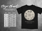 Comfort Colors 1717 size chart for heavyweight adult tee with Wheel of the Year design.