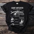 Black t-shirt with Giant Anteater diagram showing anatomy, size, and behaviors.