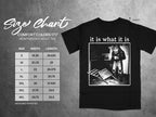 Size chart for Comfort Colors 1717 heavyweight adult tee with width and length measurements.