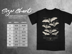 Comfort Colors 1717 size chart with bat illustrations and measurements in inches.