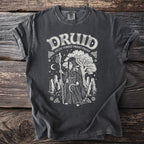 Druid Celtic Forest Priest Pagan design on a charcoal grey t-shirt.
