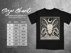 Size chart for black Comfort Colors 1717 heavyweight adult tee with graphic.