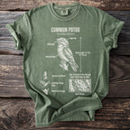 Green t-shirt with Common Potoo bird diagram, showing anatomy and habits.
