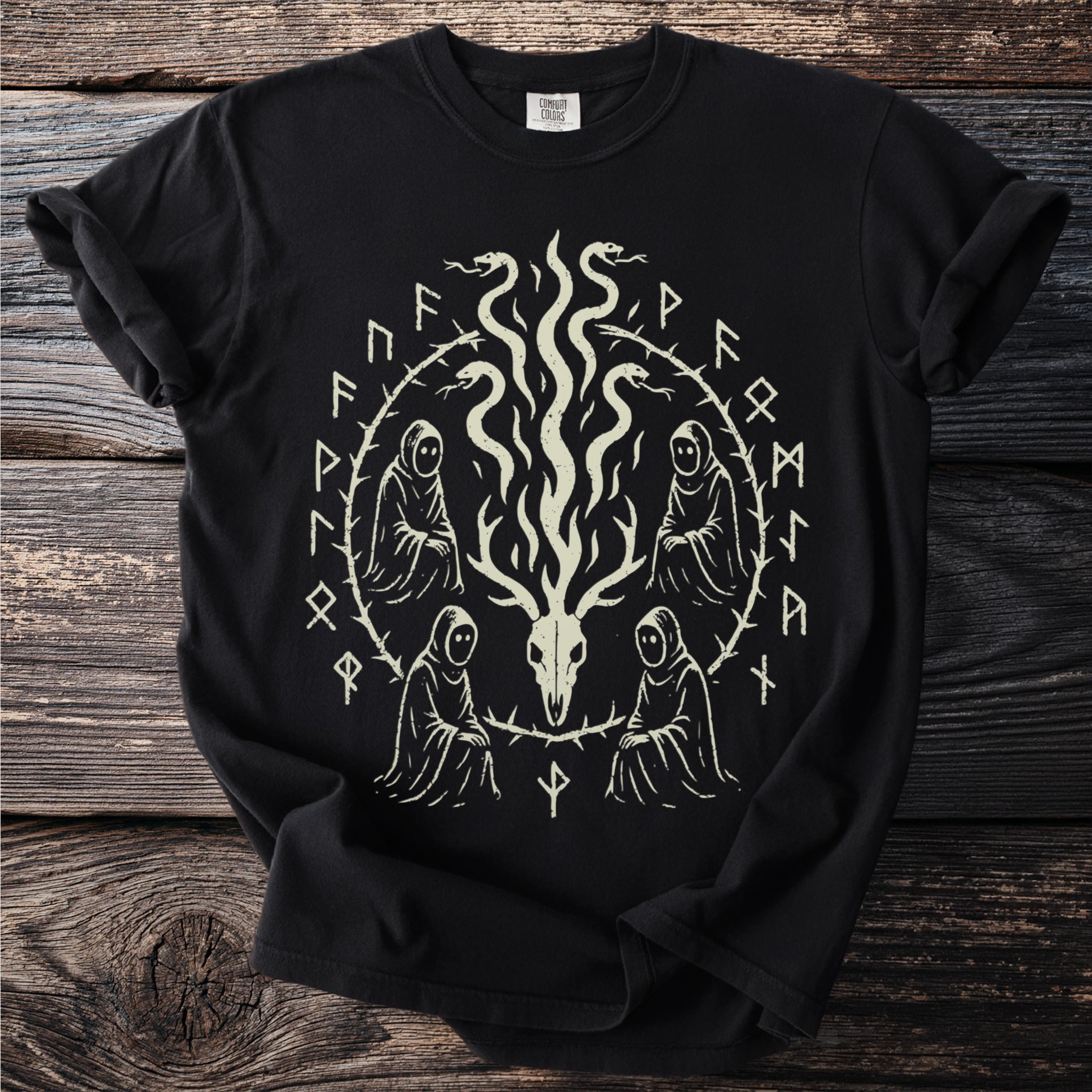 Runic Circle: Goat Skull and Serpents