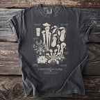 T-shirt with botanical illustrations of carnivorous plants titled "Carnivorous Flora".