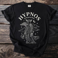 Black t-shirt with "Hypnos greek god of sleep" and winged figure illustration.