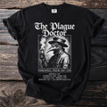Black t-shirt with plague doctor artwork and "The Plague Doctor Farewell Tour" text.