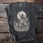 T-shirt with Viking goddess Freya in a chariot pulled by cats.