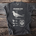 T-shirt with detailed diagram and facts about the Mourning Dove.