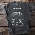 Velvet Ant t-shirt with scientific illustration and facts about Dasymutilla occidentalis.