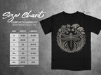 Comfort Colors 1717 heavyweight adult tee with dragonfly graphic and size chart.
