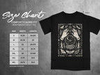 Size chart for Comfort Colors 1717 heavyweight adult tee with width and length measurements.
