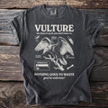 Vulture graphic t-shirt with text "Vulture we clean it up so you don't have to."