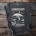 T-shirt with Cordyceps fungus graphic and text about ants.
