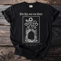 Black t-shirt with "The Key and The Gate" text and graphic of an archway.