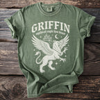 Green t-shirt with white griffin graphic and text "GRIFFIN".