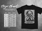 Comfort Colors 1717 heavyweight adult tee size chart showing width and length in inches.