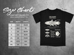Comfort Colors 1717 heavyweight adult tee size chart with coelacanth illustration.