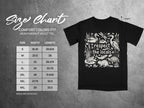 Comfort Colors 1717 heavyweight adult tee size chart with wildlife graphic and text "respect the locals".