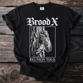 Black t-shirt with "Brood X Reunion Tour" and cicada graphic.