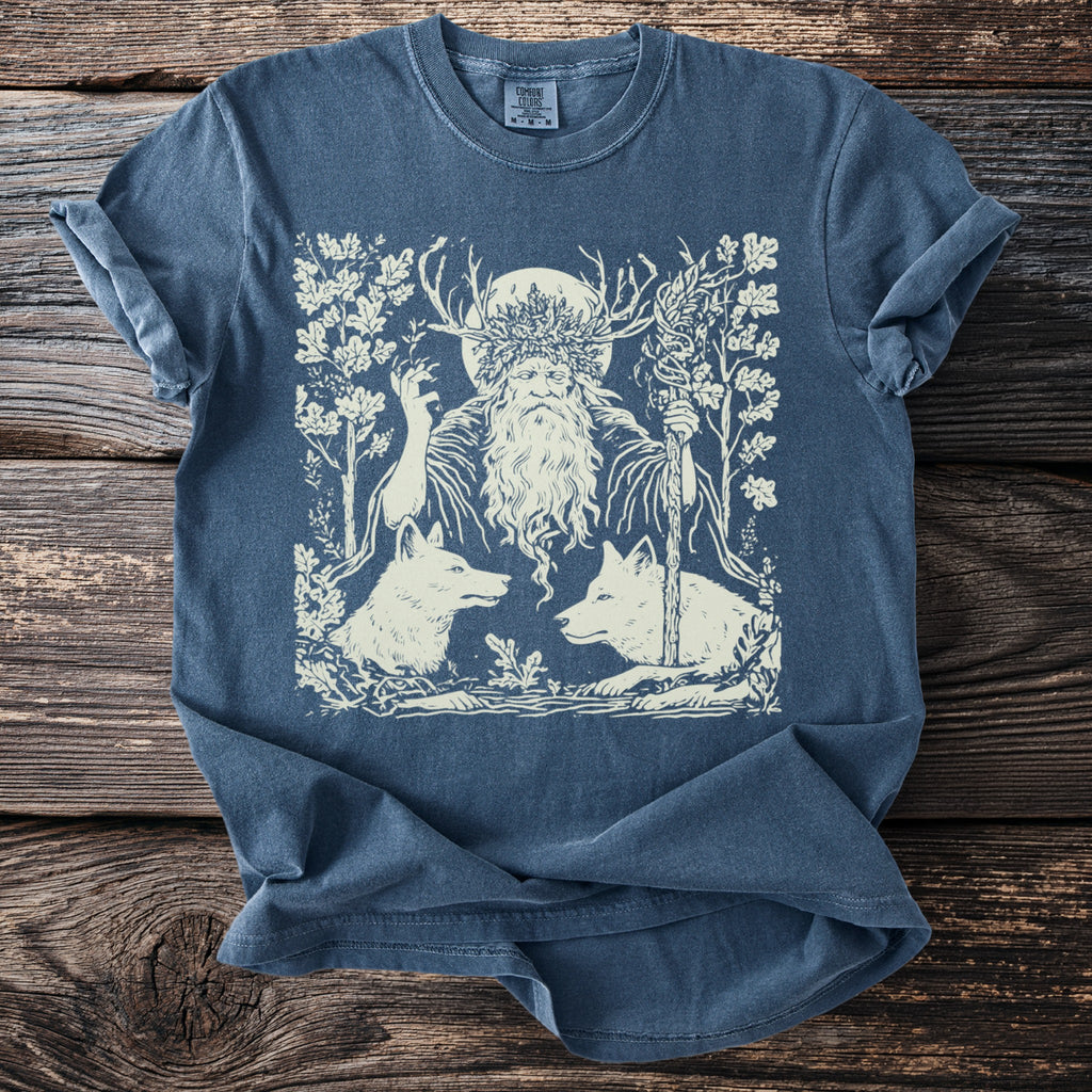 The Horned God: Oak Crown and Wolves