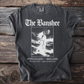 Dark gray t-shirt with "The Banshee" text and a graphic of a ghostly figure.