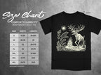 Size chart for Comfort Colors 1717 heavyweight adult tee with size, width, and length measurements.