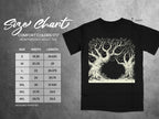 Comfort Colors 1717 heavyweight adult tee size chart with width and length measurements.