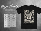 Comfort Colors 1717 heavyweight adult tee size chart with winged horse graphic.
