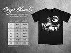 Comfort Colors 1717 adult tee size chart with pigeon graphic.