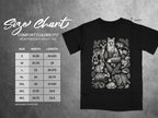 Size chart for Comfort Colors 1717 adult tee with woodland animal graphic.