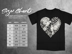 Comfort Colors 1717 heavyweight adult tee size chart showing width and length measurements in inches.