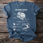 Philippine Tarsier t-shirt with illustration and anatomical labels.