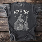 Anubis egyptian mythology jackal god design with pyramids and hieroglyphs.