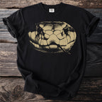 Black t-shirt with a close-up of a tan snake's head and tongue.