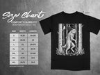 Comfort Colors 1717 heavyweight adult tee size chart with wolf graphic.