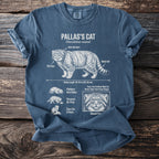 Blue t-shirt with Pallas's Cat illustration and facts.