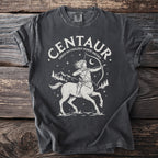 Centaur Greek mythology horse archer graphic on charcoal t-shirt.
